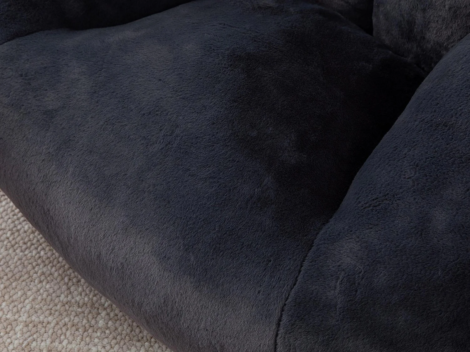 Fauteuil Poire en Velours - Dossier en Pétales - Confort Mémoire Douillet - Dimensions Généreuses (100x90cm) - Noir - Pour Salon ou Chambre