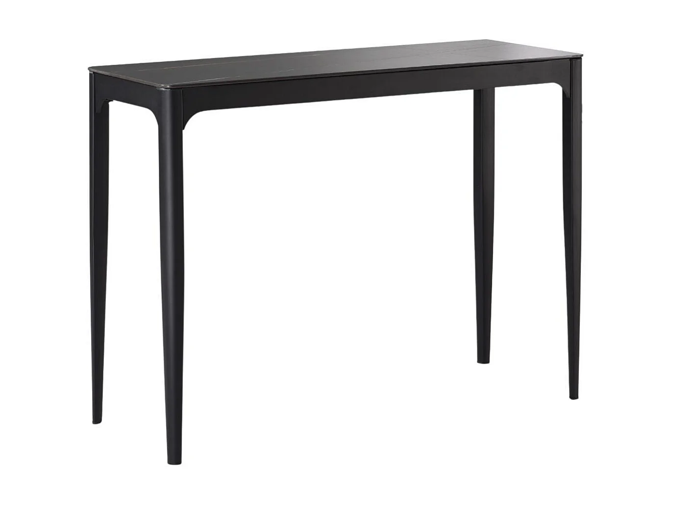 Console plateau MDF placage céramique noir marbré et piètement en acier laqué anthracite - SLEEK