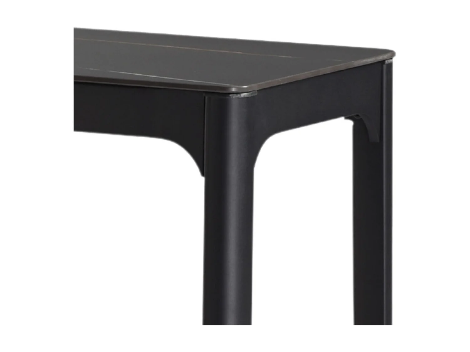 Console plateau MDF placage céramique noir marbré et piètement en acier laqué anthracite - SLEEK