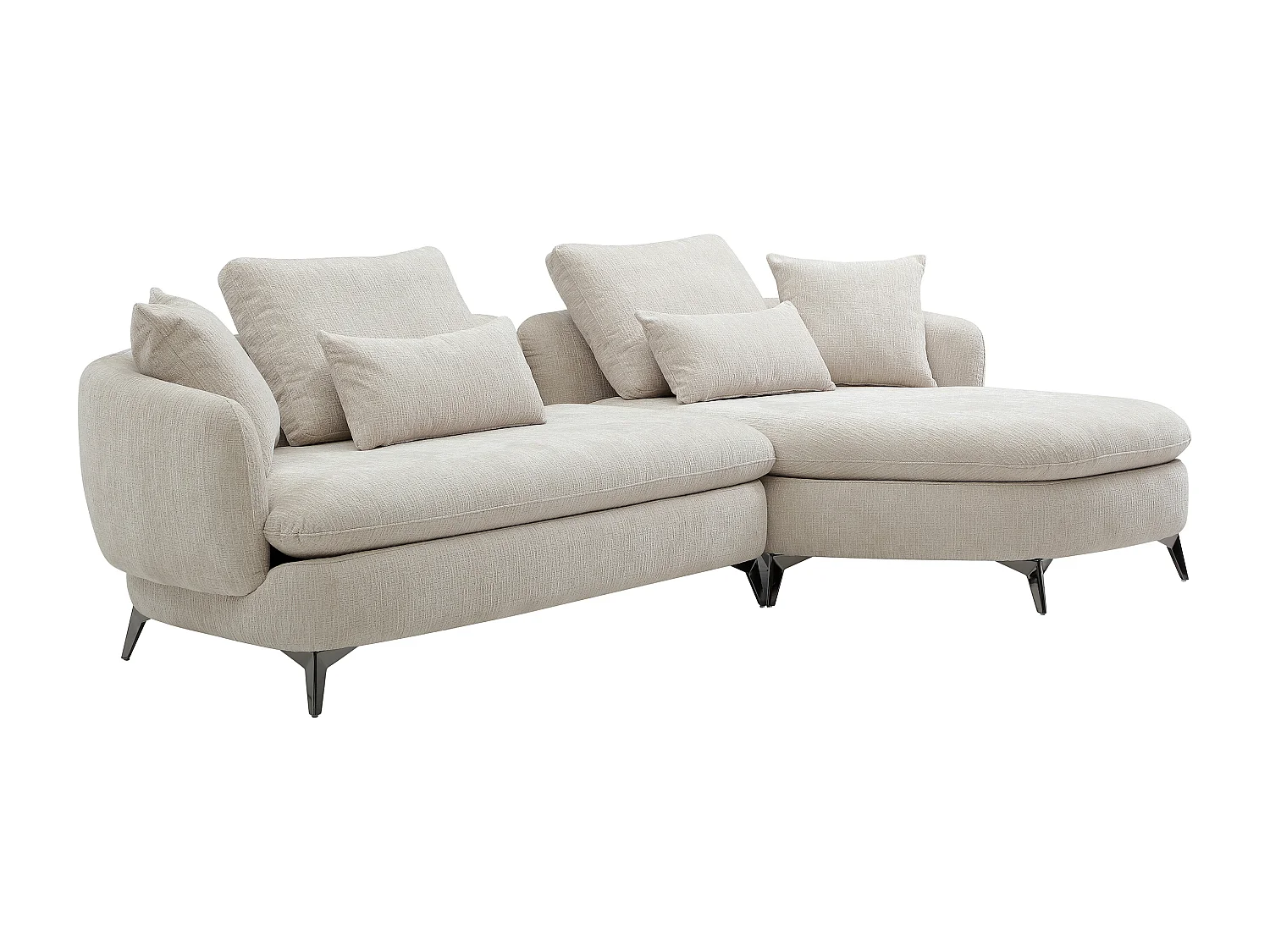 Canapé d'angle droit en tissu chenille beige PIPANI