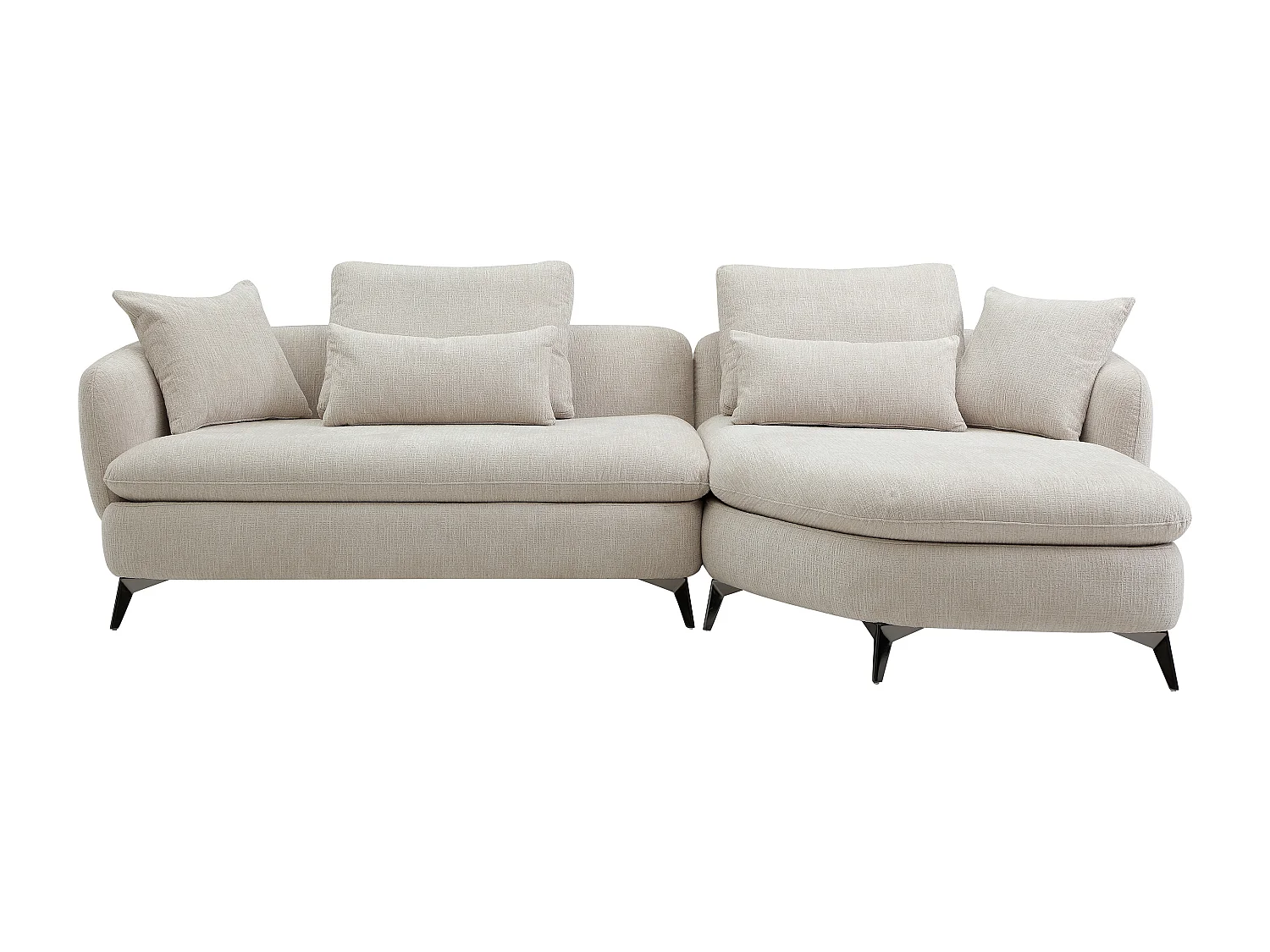 Canapé d'angle droit en tissu chenille beige PIPANI