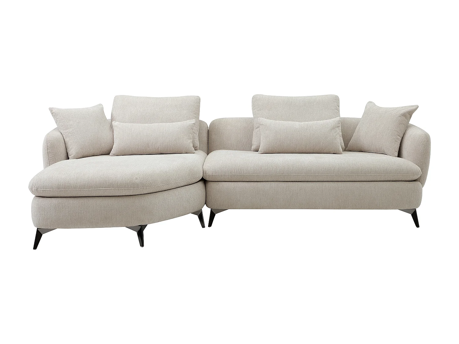 Canapé d'angle gauche en tissu chenille beige PIPANI