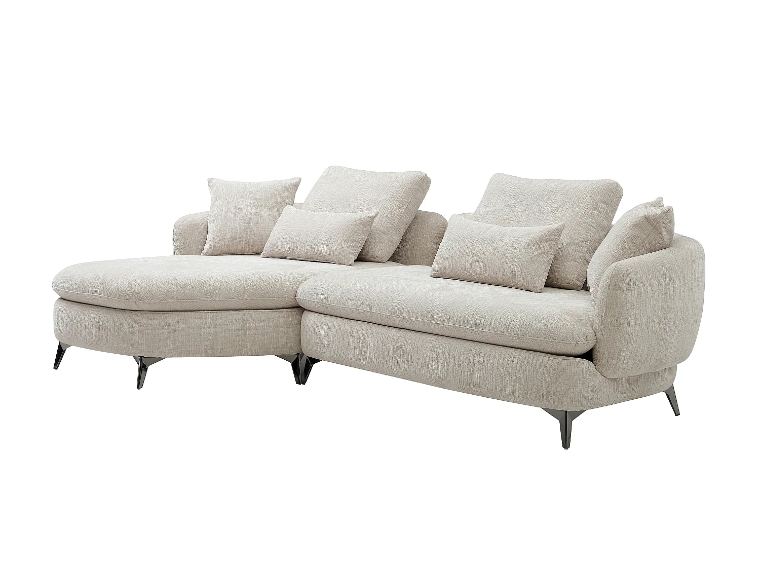 Canapé d'angle gauche en tissu chenille beige PIPANI