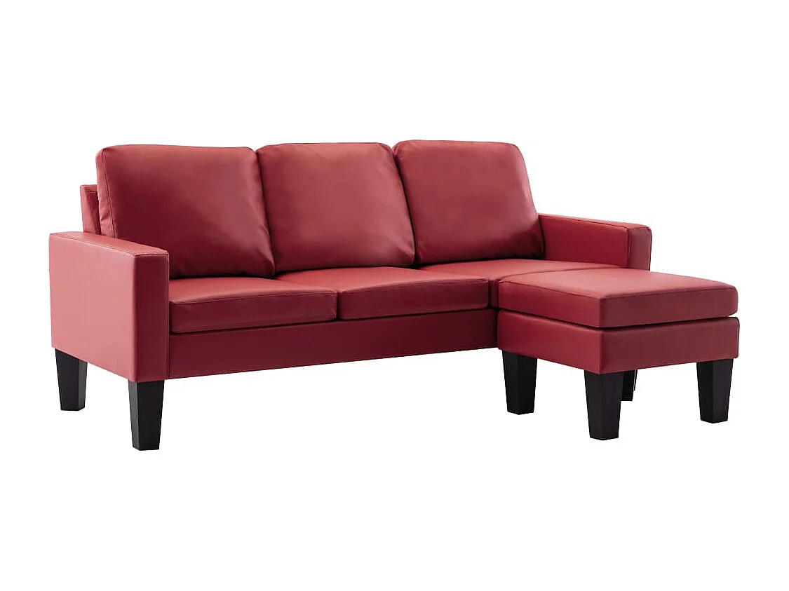 Canapé à 3 places avec repose-pied Rouge bordeaux Similicuir