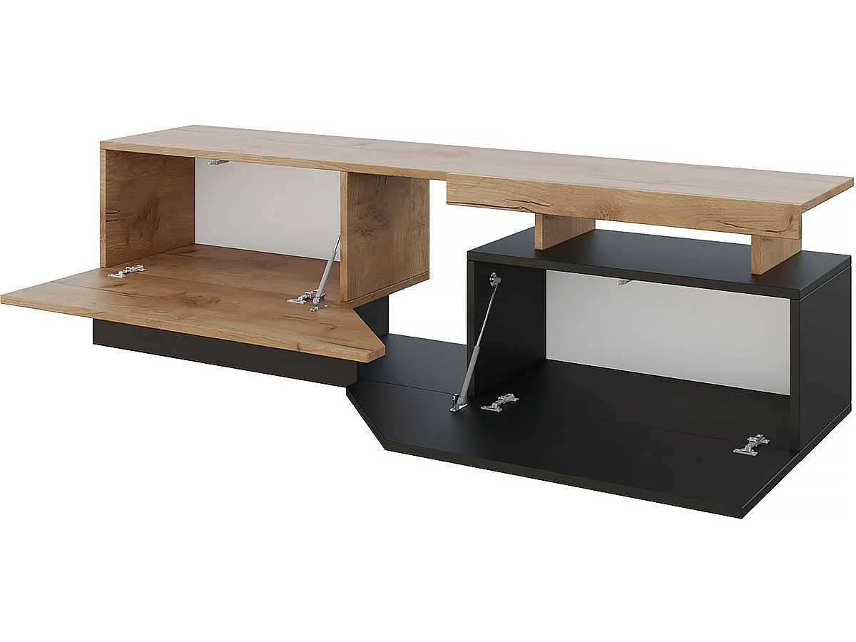 Suporte de TV Moderno "Ceelias" - 160 x 46 x 35 cm - Cinza/Marrom - Portas Push to Open