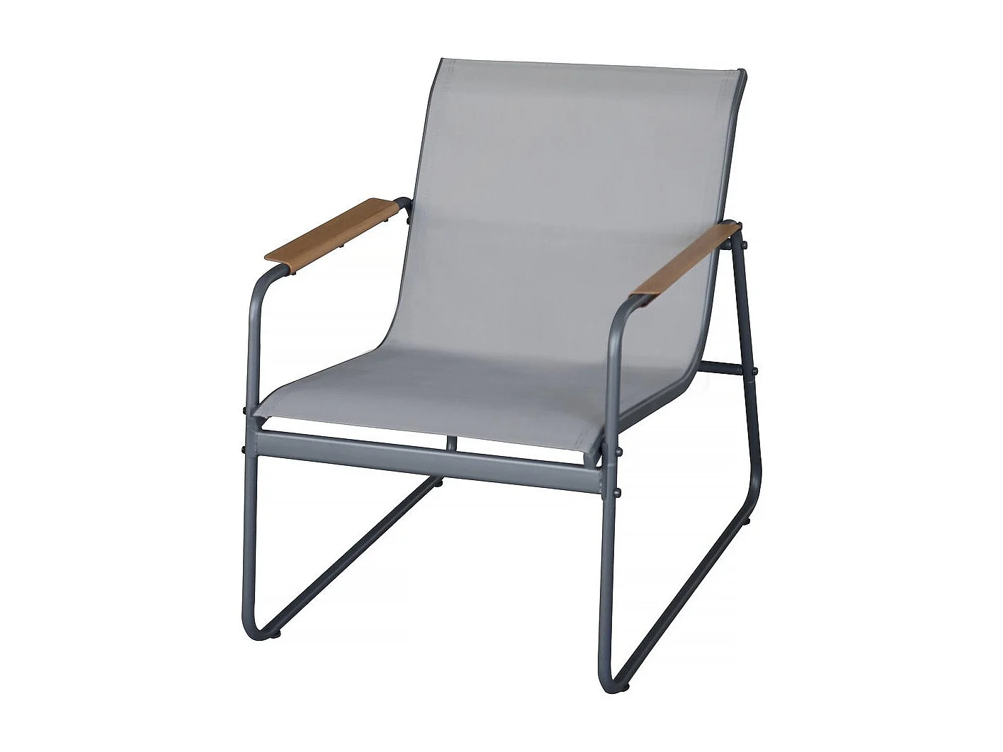 Salon de jardin en métal avec décor imitation bois "Sparta" - 4 places - Gris clair