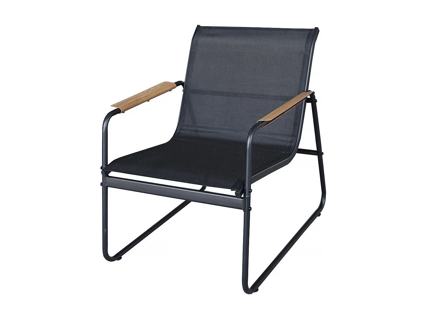 Salon de jardin en métal avec décor imitation bois "Sparta" - 4 places - Noir