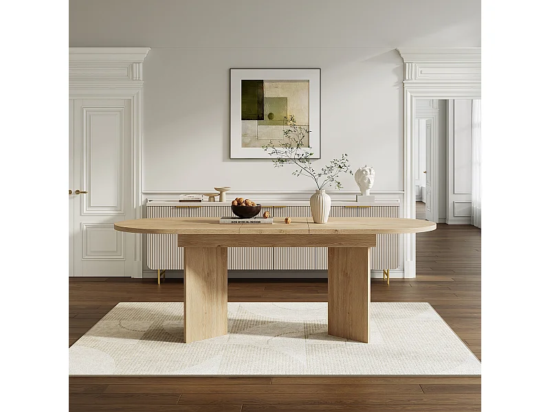 Table à manger extensible - 120/160 x 80 x 75.5 cm - pour 4 à 6 personnes - style sobre - MDF - naturel