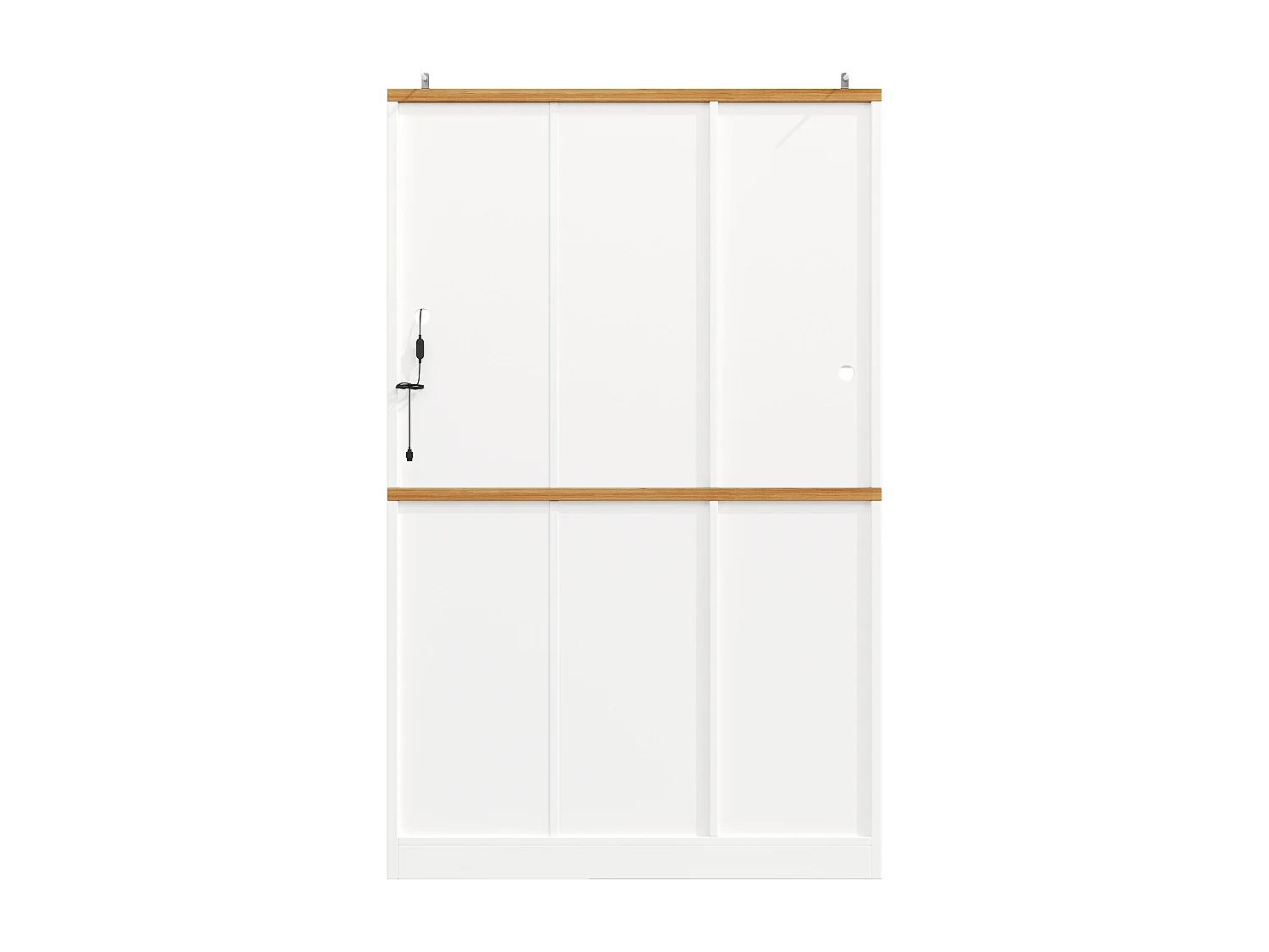 Buffet haute de cuisine - 104 x 40 x 180 cm - avec Leds + 4 portes + 1 tiroir + étagère - MDF + métal - blanc