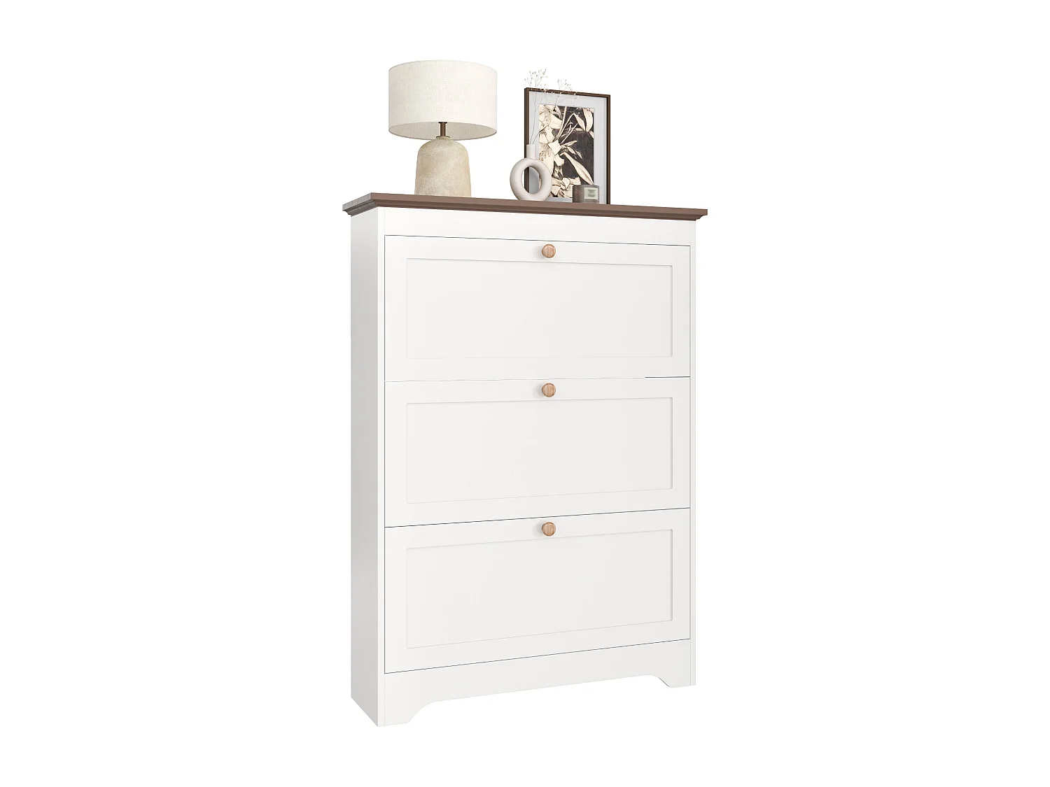 Meuble à chaussures moderne - 87 x 26 x 120 cm - avec 3 portes - pour l'entrée/ l'entrée/le couloir - MDF - blanc