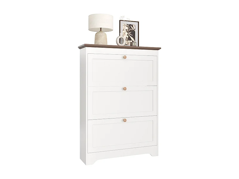 Meuble à chaussures moderne - 87 x 26 x 120 cm - avec 3 portes - pour l'entrée/ l'entrée/le couloir - MDF - blanc