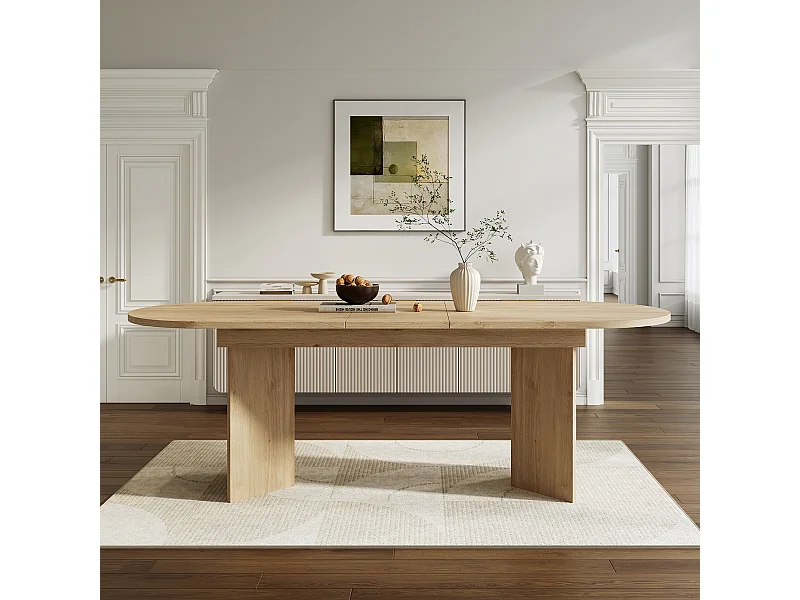 Table à manger extensible - 160/200 x 90 x 75 cm - pour 4 à 6 personnes - style simple - MDF - naturel