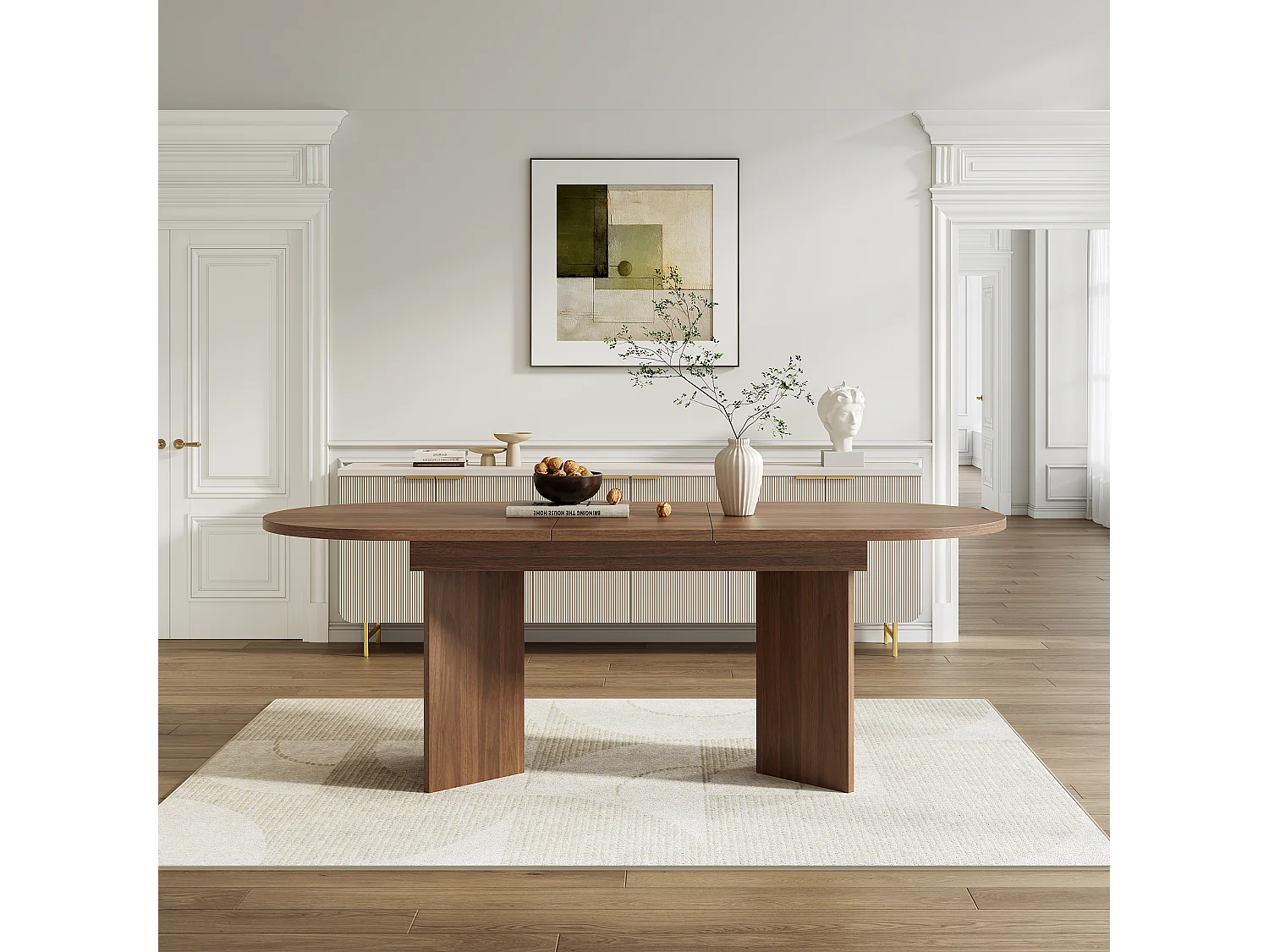 Table à manger extensible - 140/180 x 90 x 75 cm - pour 4 à 6 personnes - style simple - MDF - marron