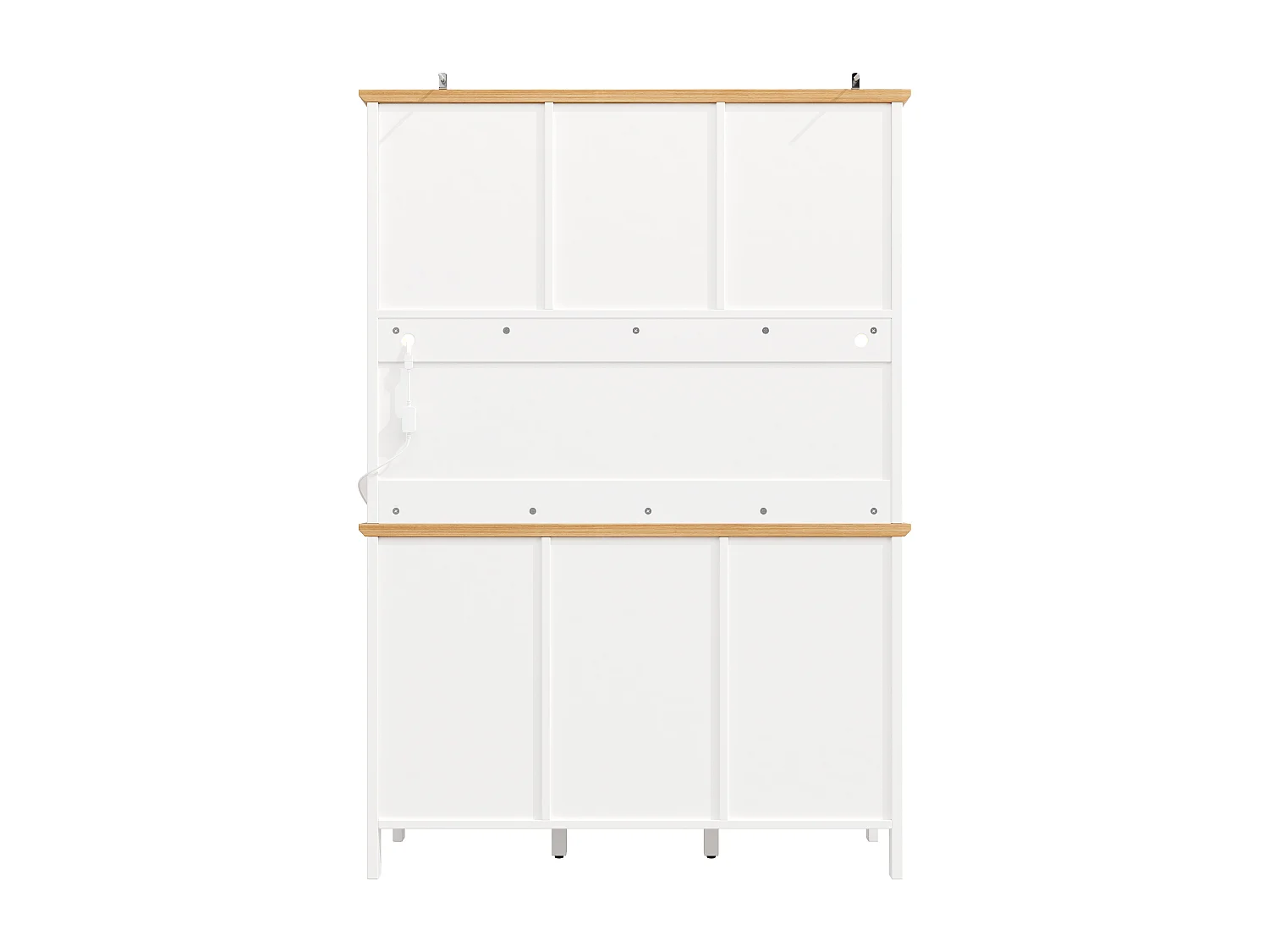Hohes Küchen-Sideboard – 120 x 40 x 179 cm – mit LED-Beleuchtung + 4 Türen + 3 Schubladen + Einlegeboden – MDF + Metall – weiß