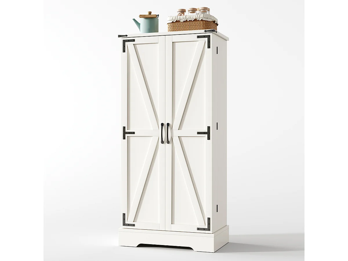 Meuble de cuisine 128,5 cm, style campagnard, éclairage LED, 2 portes, étagères réglables, blanc