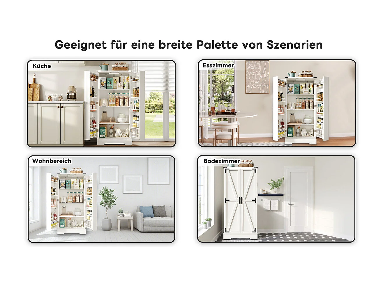 Meuble de cuisine 128,5 cm, style campagnard, éclairage LED, 2 portes, étagères réglables, blanc