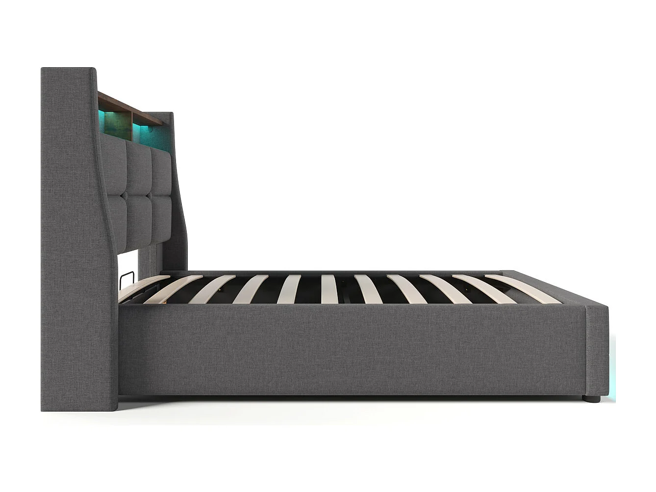 Letto imbottito 90x200cm con USB e LED, letto singolo in lino (senza materasso)