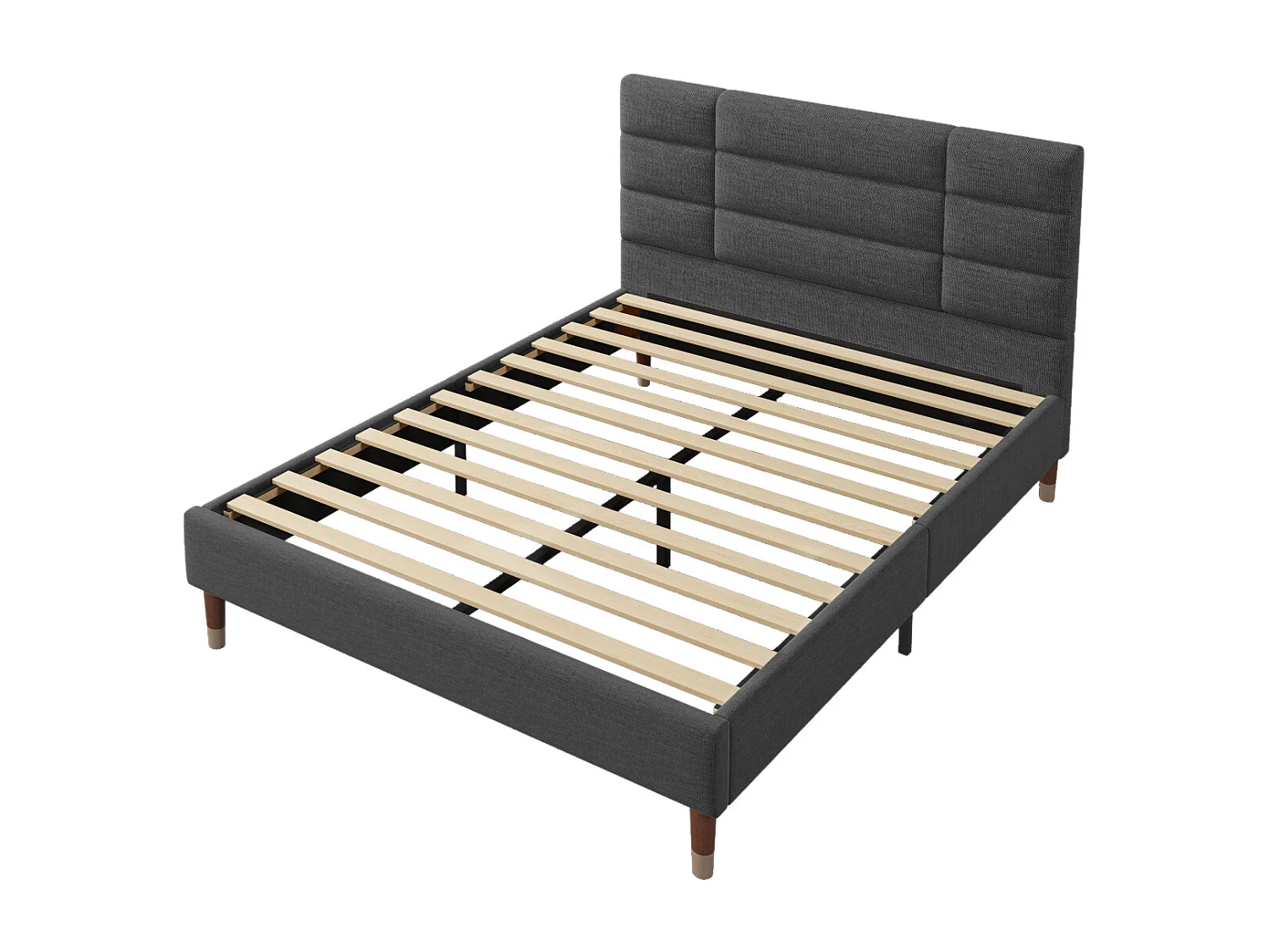 Gestoffeerd tweepersoonsbedframe, 140x200cm donkergrijs linnen met hoofdeinde (matras niet inbegrepen)