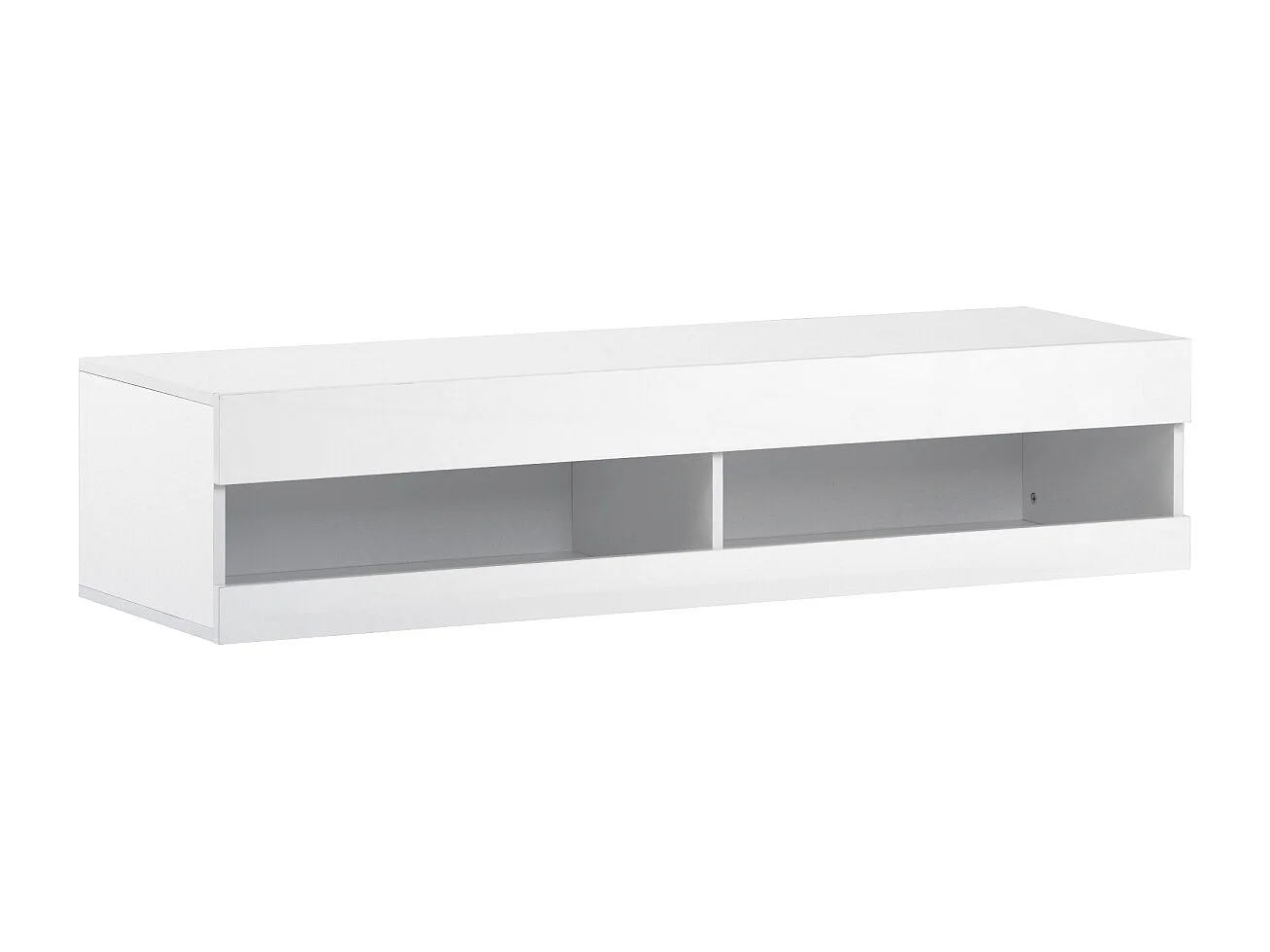 Meuble TV LED blanc avec éclairage LED et rangement - 140 x 40 x 30,5 cm
