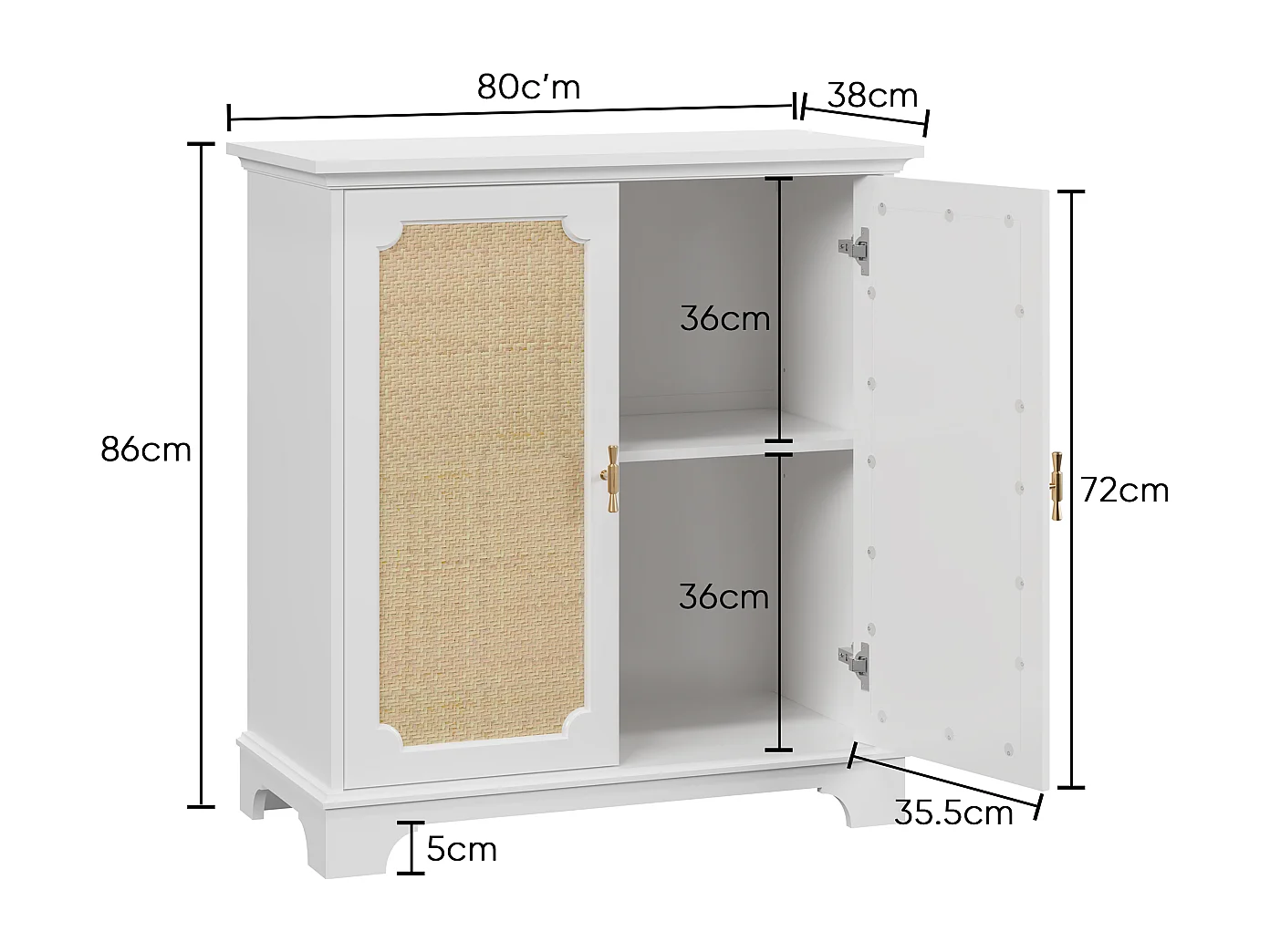 Dressoir met rotan-look deuren voor hal, entree en woonkamer