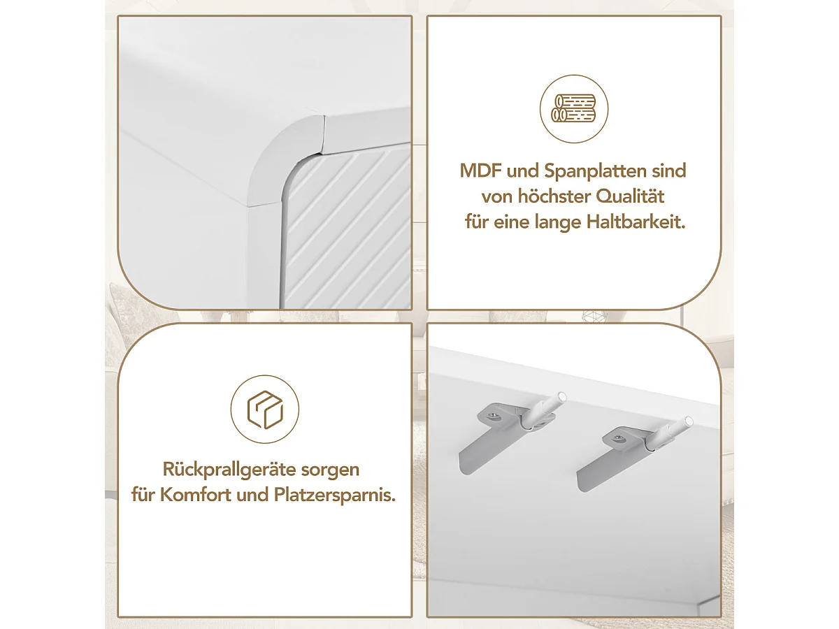 Minimalistisch groot opbergkastje met 4 deuren (wit)