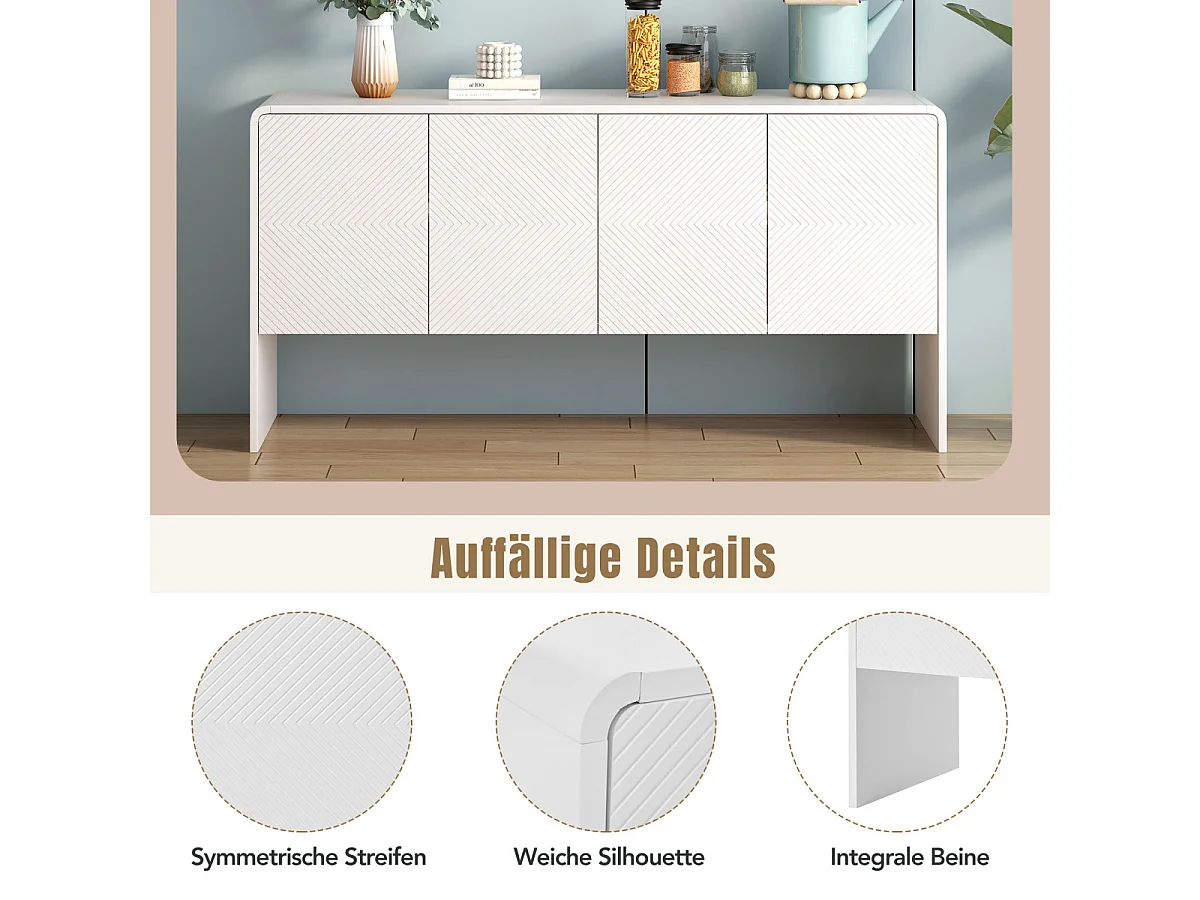 Minimalistisch groot opbergkastje met 4 deuren (wit)