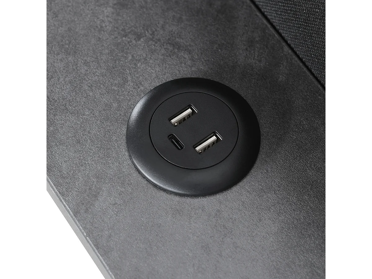 Cama tapizada 140x200cm gris con almacenaje, LED, USB y cabecero regulable (con colchón)