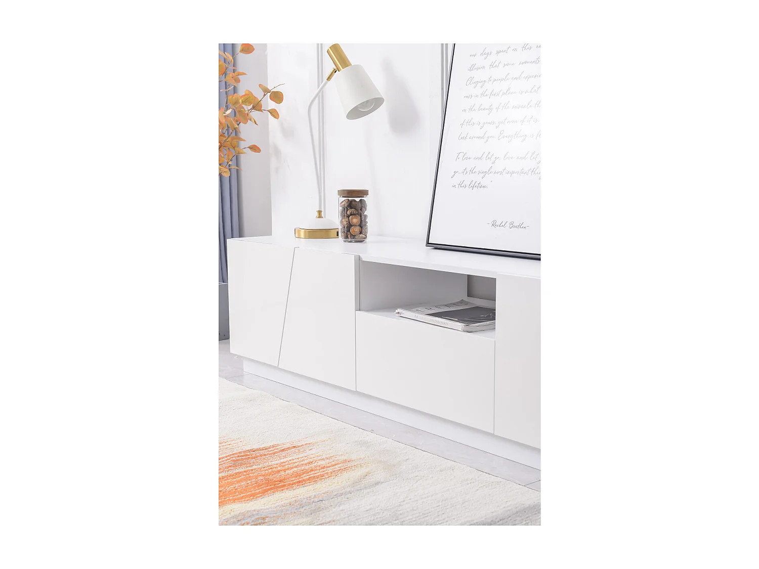 Meuble TV moderne 170 cm. Style patchwork diagonal.