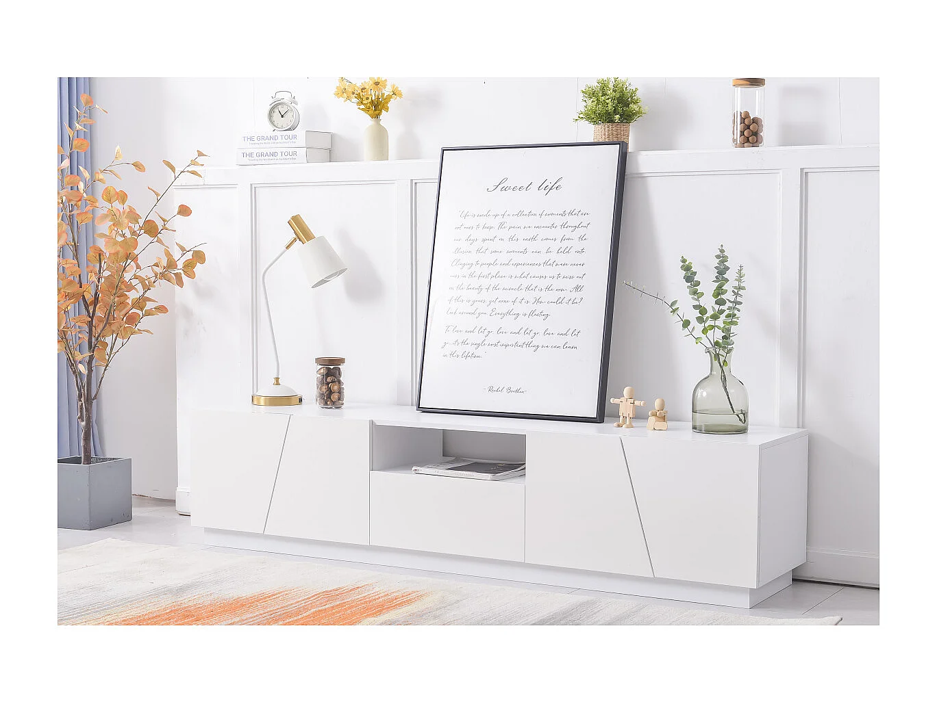 Meuble TV moderne 170 cm. Style patchwork diagonal.