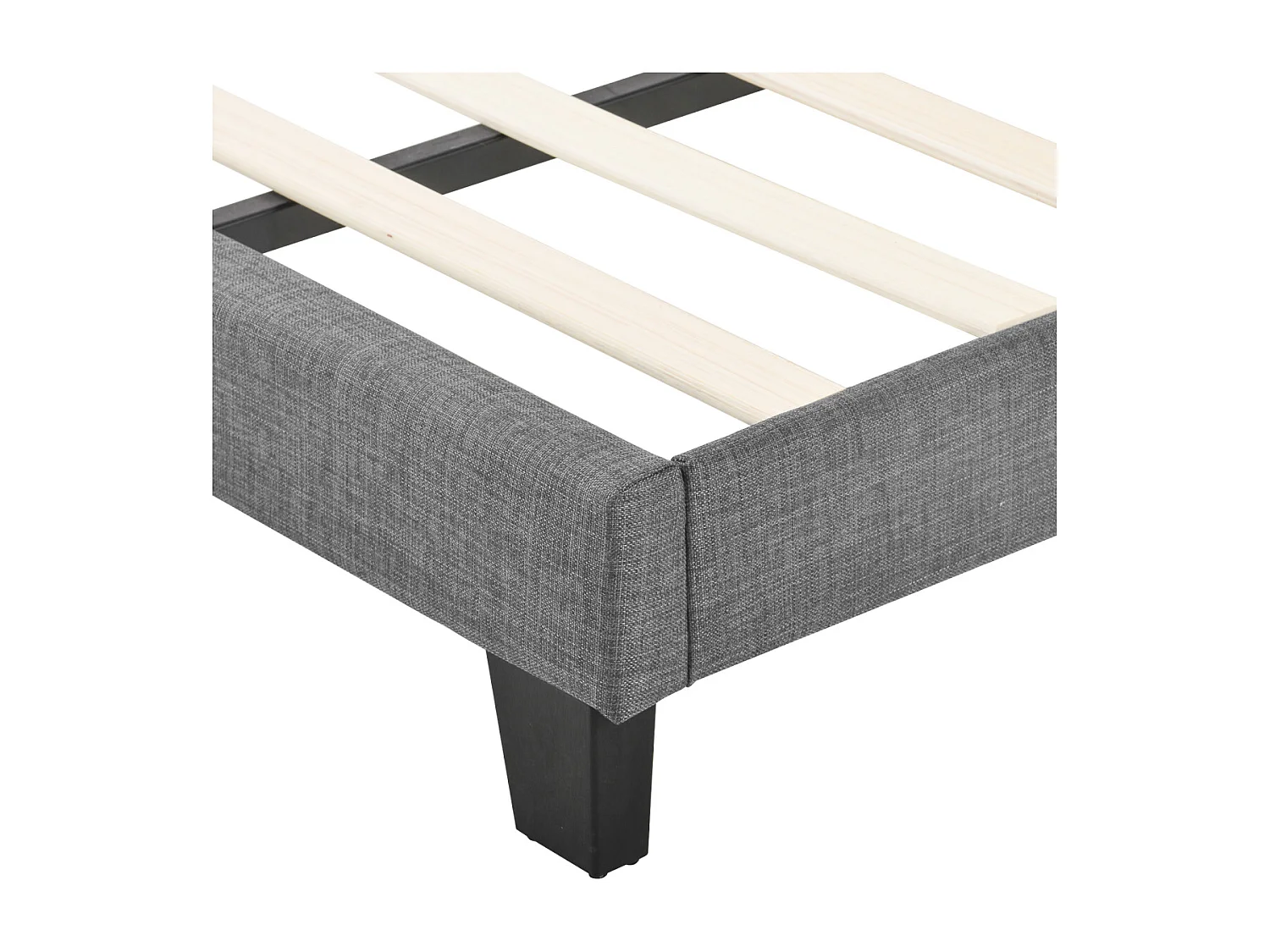 Grijs linnen gestoffeerd tweepersoonsbed met springverenmatras, 140x200cm