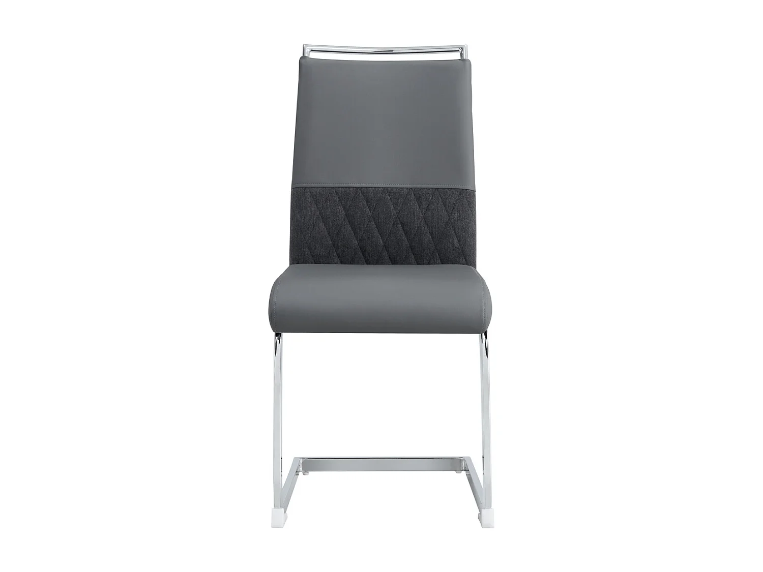 Moderne eetkamerstoelen set van 2, PU-leren stoel met hoge rugleuning, grijs