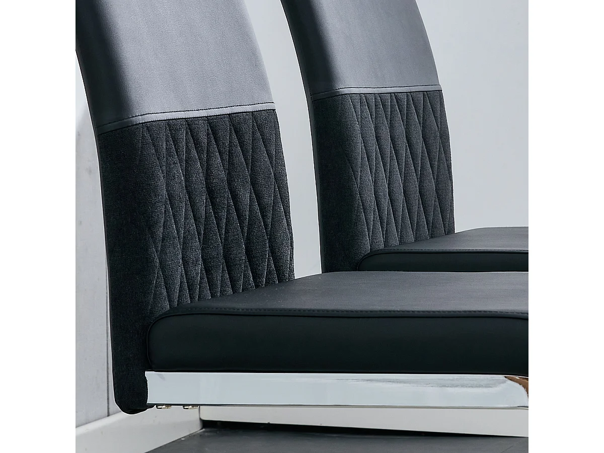 Moderne eetkamerstoelen van PU-leer (set van 2) - Zwart