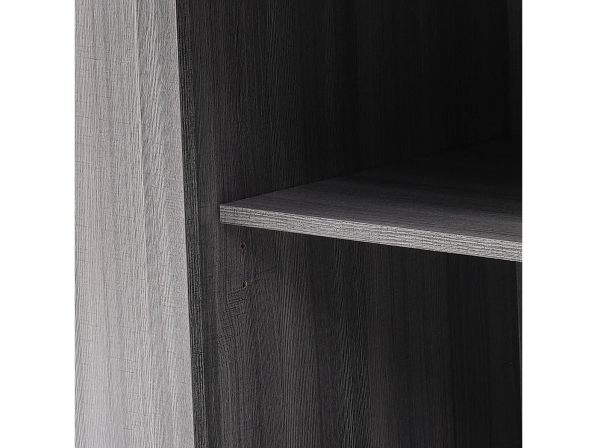 Eettafel/dressoir in wit + kakigrijs met opklapbaar blad, 5 wielen, opbergruimte en 2 lades