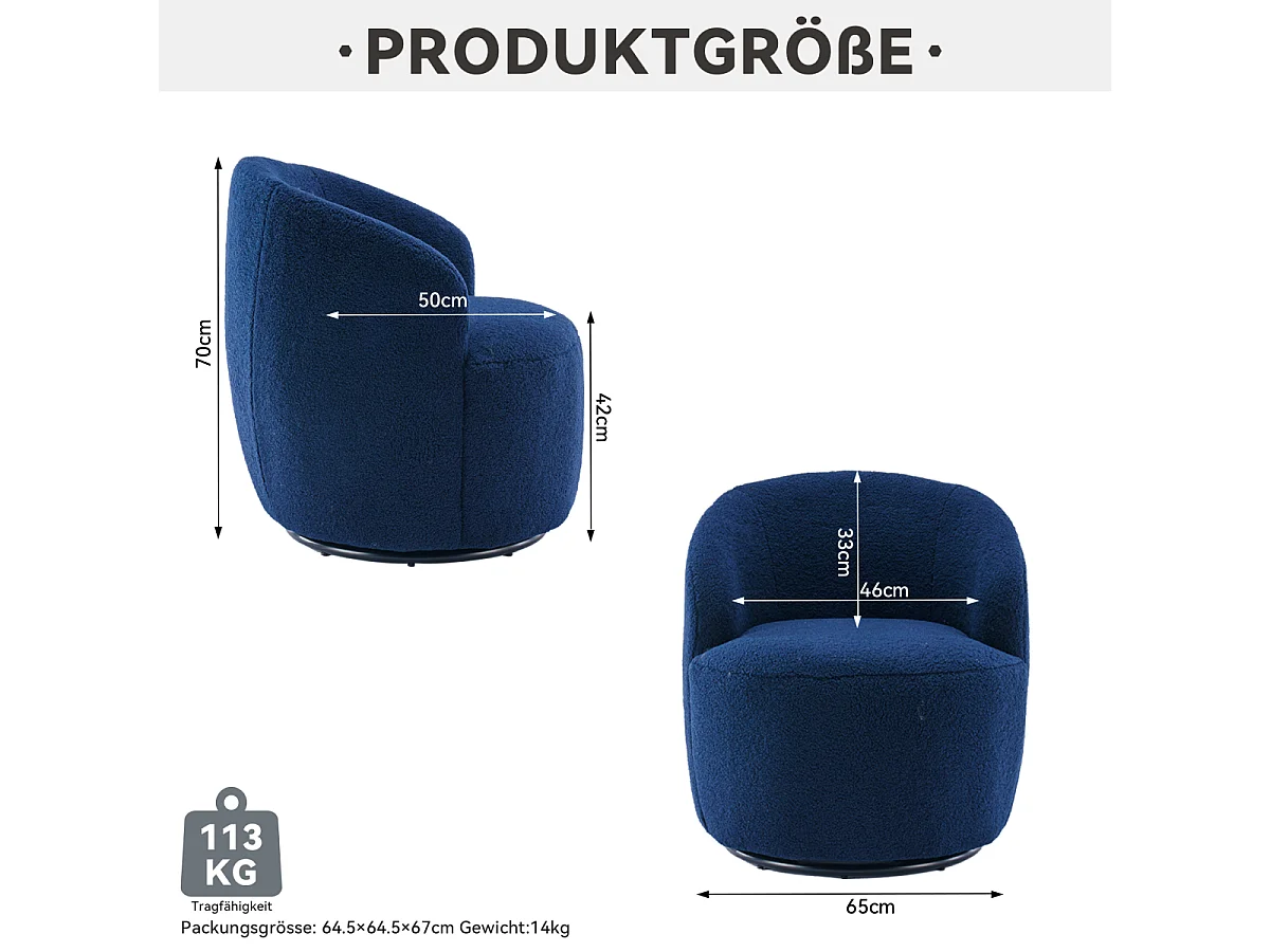 Sillón giratorio con acento en tela de peluche, sillón barril con anillo de metal con recubrimiento de polvo negro, marrón