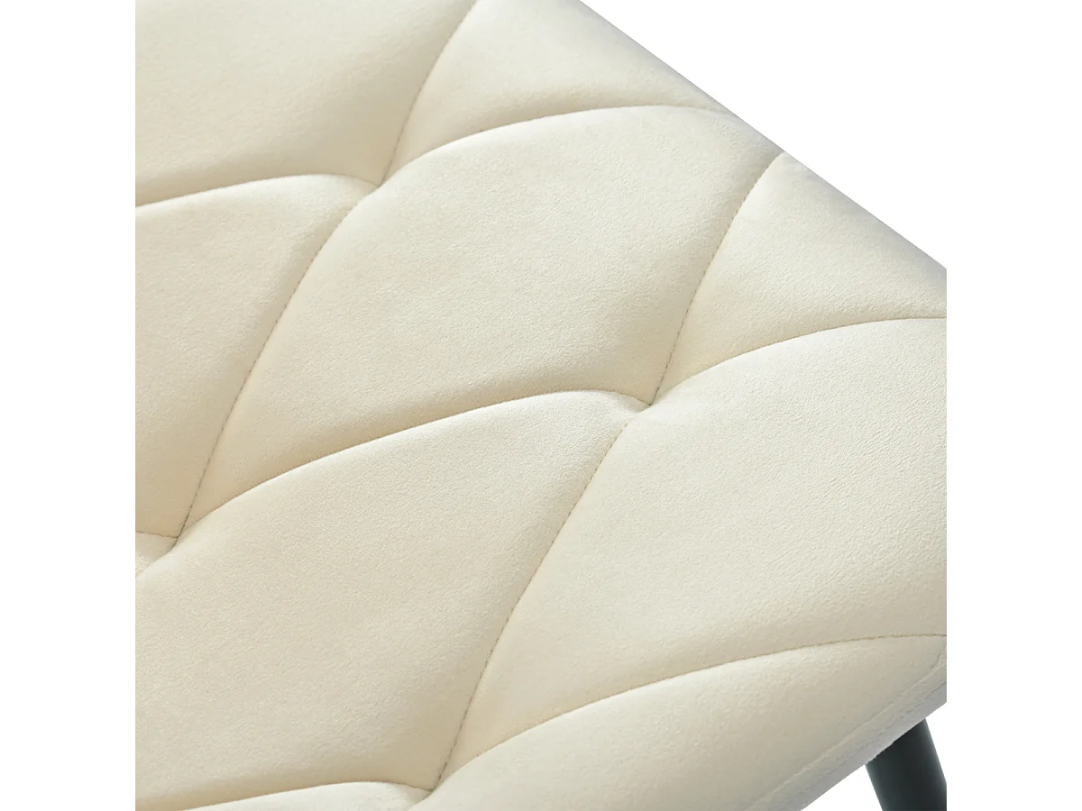 Set da pranzo: tavolo rettangolare 117x68 cm con 4 sedie in velluto beige, gambe dorate.