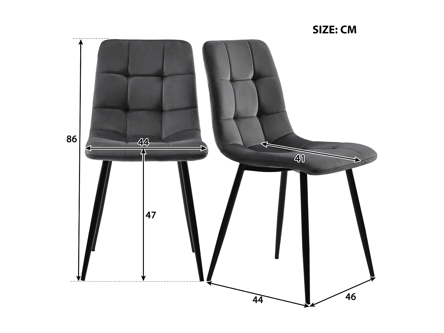 Eettafelset van 117 cm met 4 donkergrijze fluwelen stoelen, gouden poten