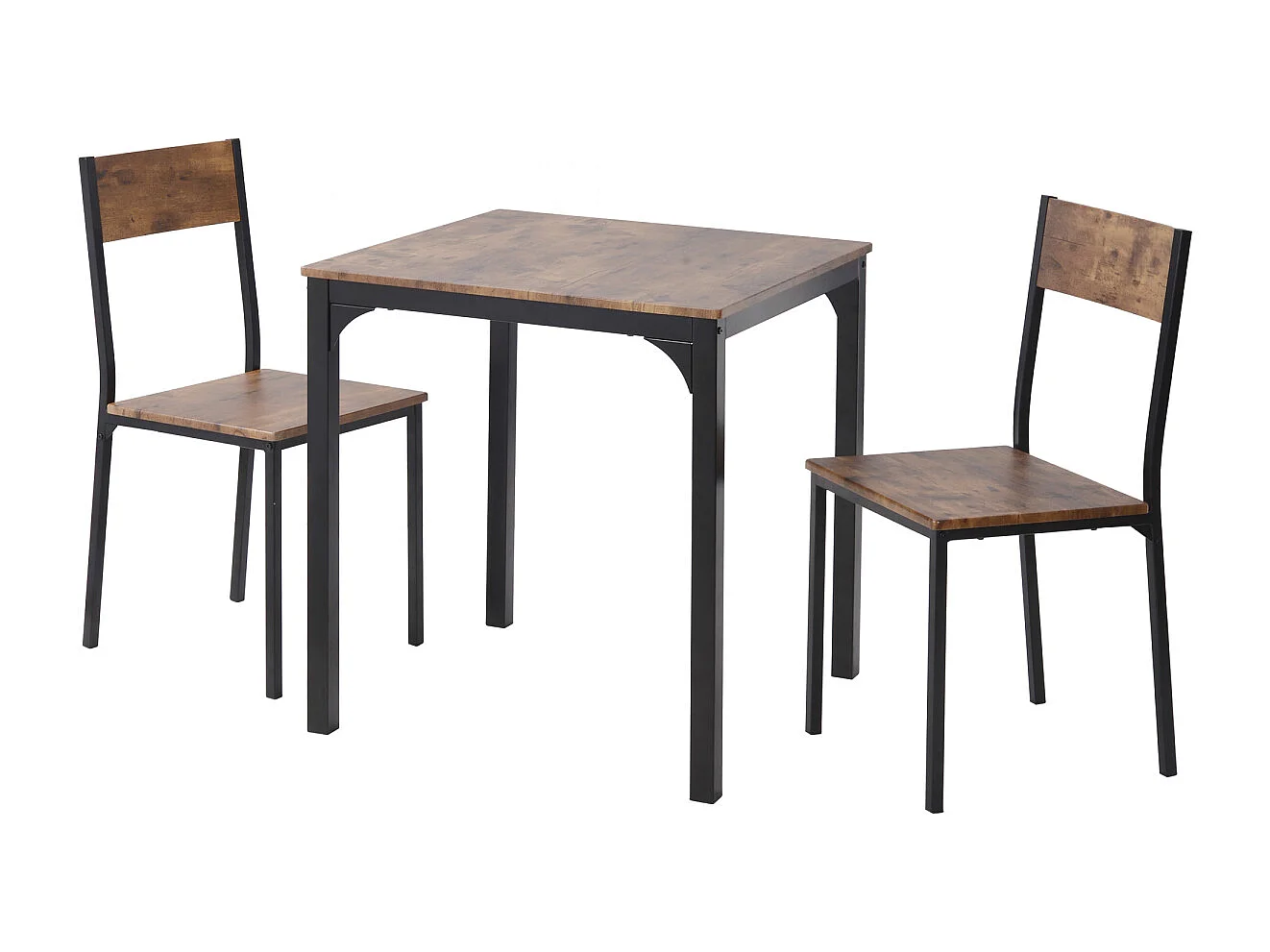 Conjunto de mesa e cadeiras para sala de jantar, varanda ou sala de estar, em tom vintage marrom.