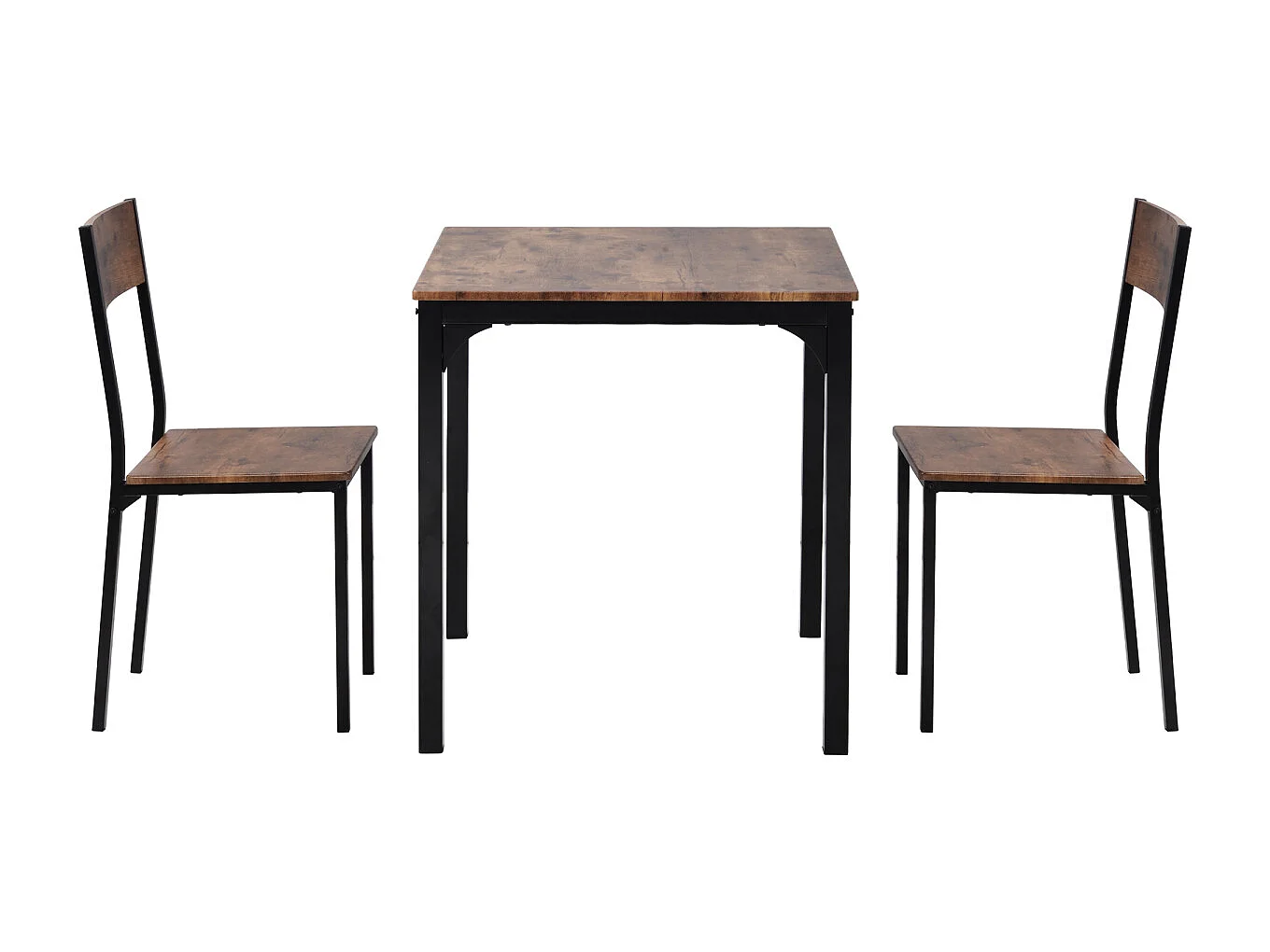 Conjunto de mesa e cadeiras para sala de jantar, varanda ou sala de estar, em tom vintage marrom.