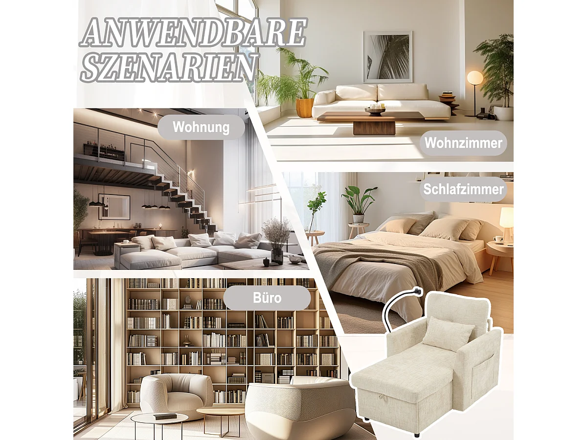 Canapé multifonctionnel avec support pour téléphone portable, fauteuil en chenille pour salon