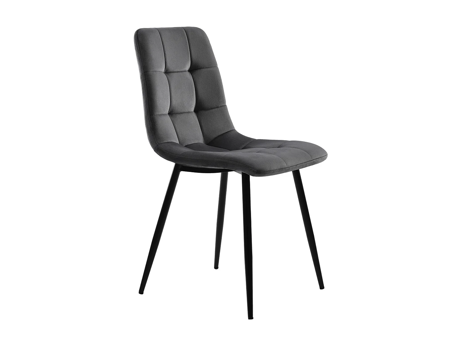 Set da pranzo nero da 140x80 cm con 4 sedie in velluto grigio scuro e gambe in ferro nero.