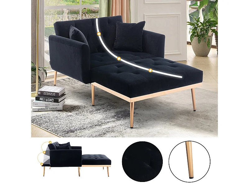 Poltrona in stile moderno con schienale regolabile, reclinabile, poltrona pieghevole (contenente ferro)