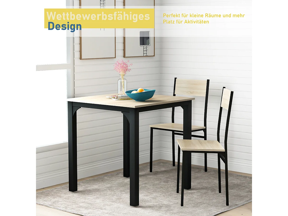 Ensemble de salle à manger : table et 2 chaises pour balcon, salle à manger, salon (couleur naturelle)