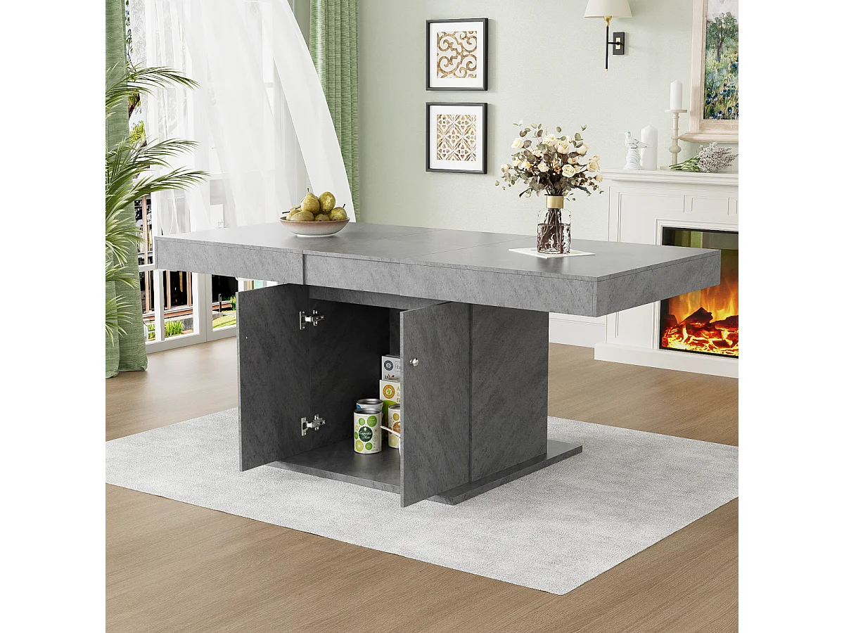 Uitschuifbare eettafel (140/180x80x76cm) - Ruimtebesparend, Multifunctioneel, Betonlook