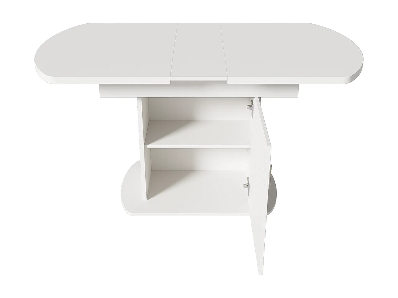 Table de salle à manger ovale extensible (110/130 x 70 x 75 cm) - Poignée blanche/argentée