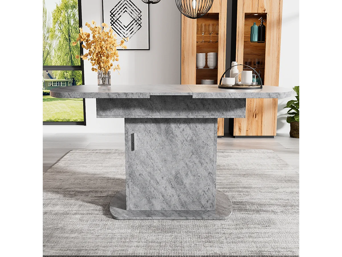 Table de salle à manger ovale extensible (110/130 x 70 x 75 cm) - Moderne, minimaliste, gain de place avec rangement