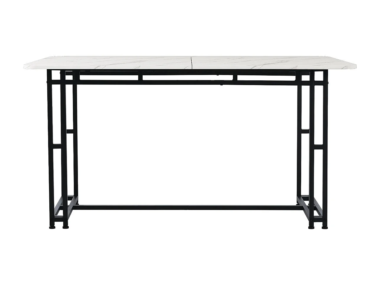 140x80cm lichte luxe eettafel, metalen frame rechthoekige keukentafel met zwarte metalen poten