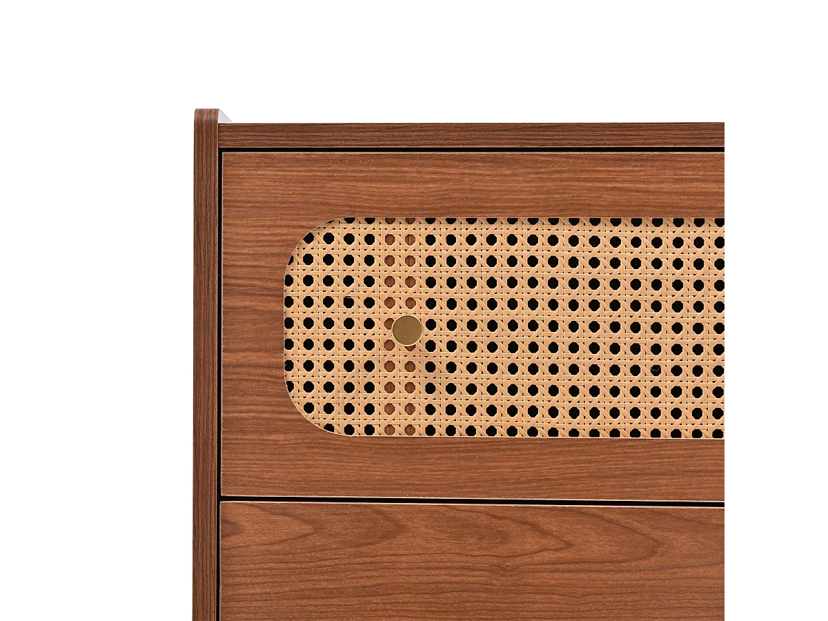 Cómoda de ratán con 6 cajones y aparador alto de nogal (alto 90/ancho 120/profundidad 40 cm)