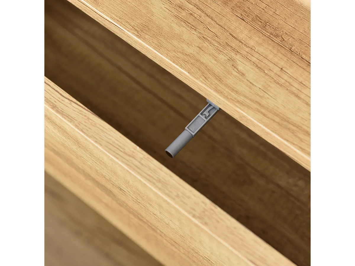 Modern hoogglans wit en houten dressoir met veelkleurige ledverlichting (140 cm)