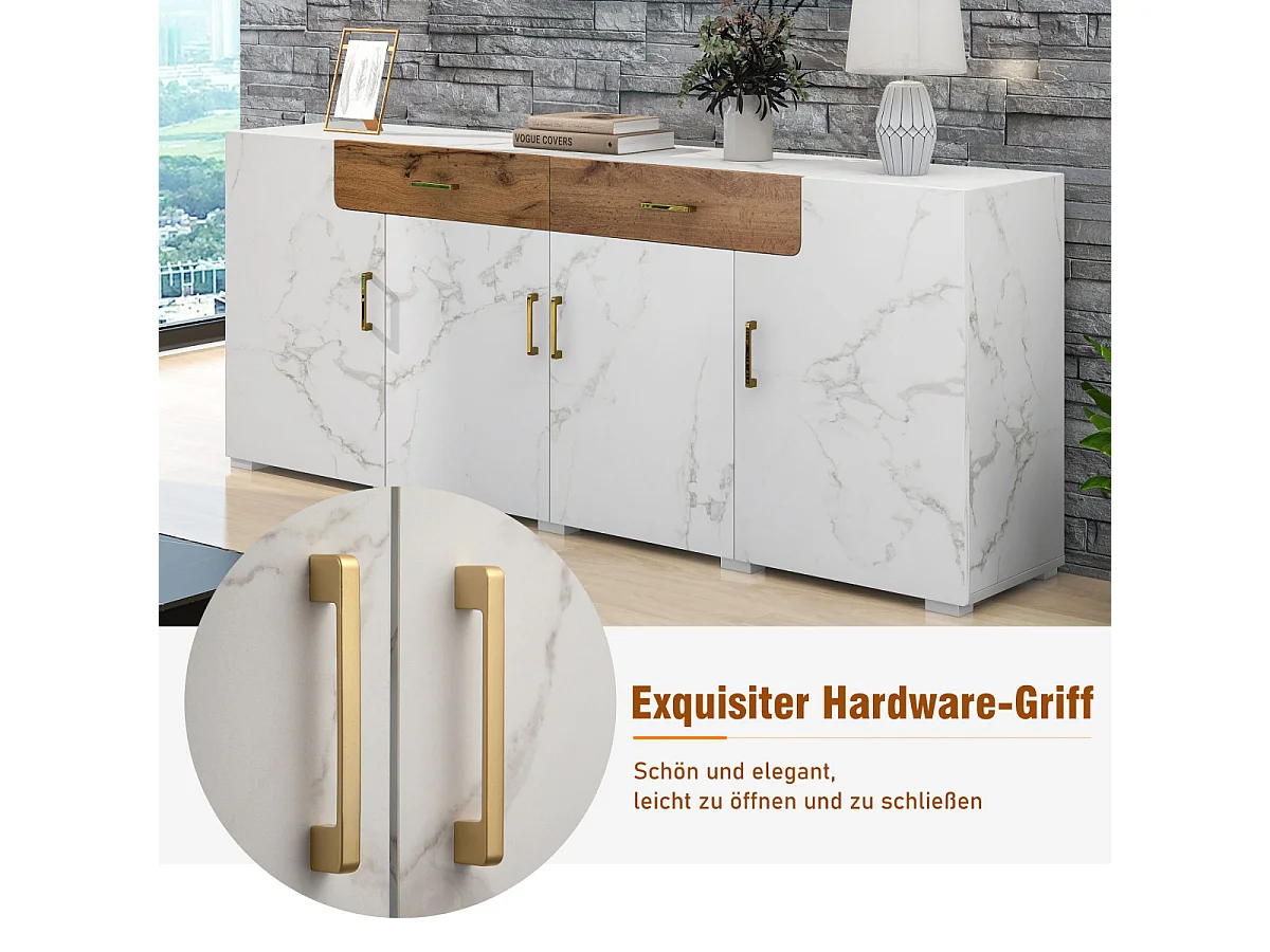 Dressoir met 4 deuren en 2 laden, 208 x 39,5 x 80 cm.