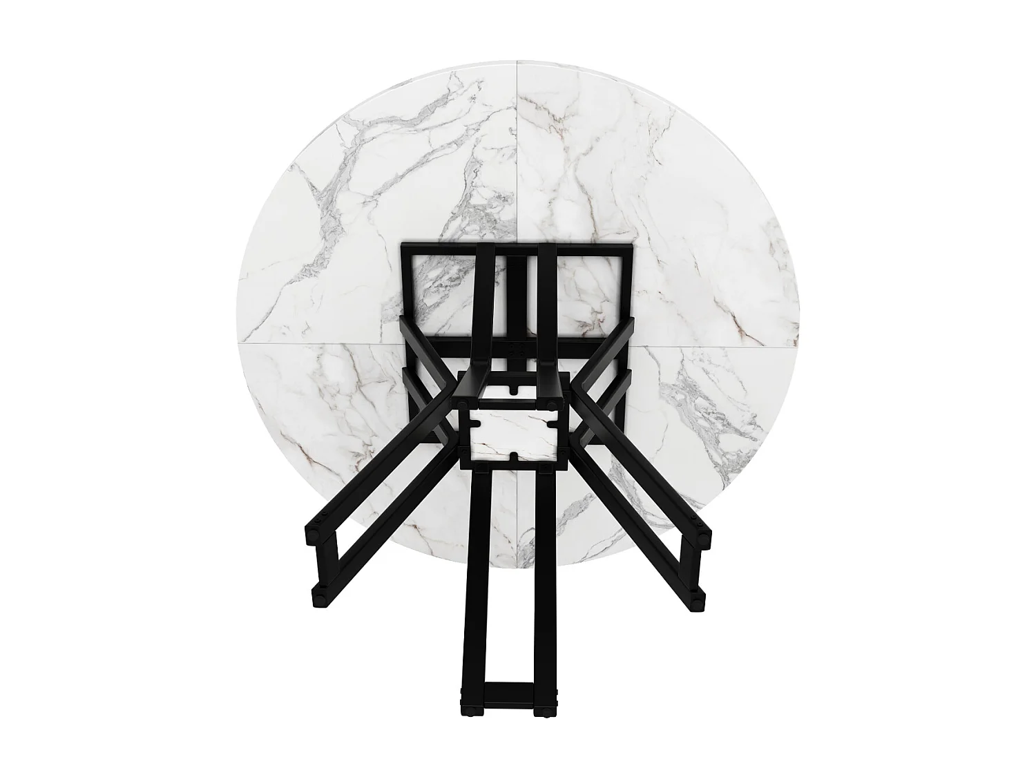 Ronde eettafel (100x100x76cm), luxe, voor 4-6 personen, MDF met marmerlook.